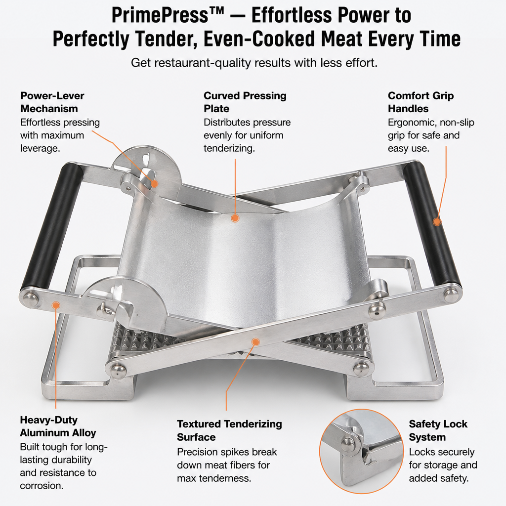 PrimePress™ — Effortless Power to Perfectly Tender, Even-Cooked Meat Every Time