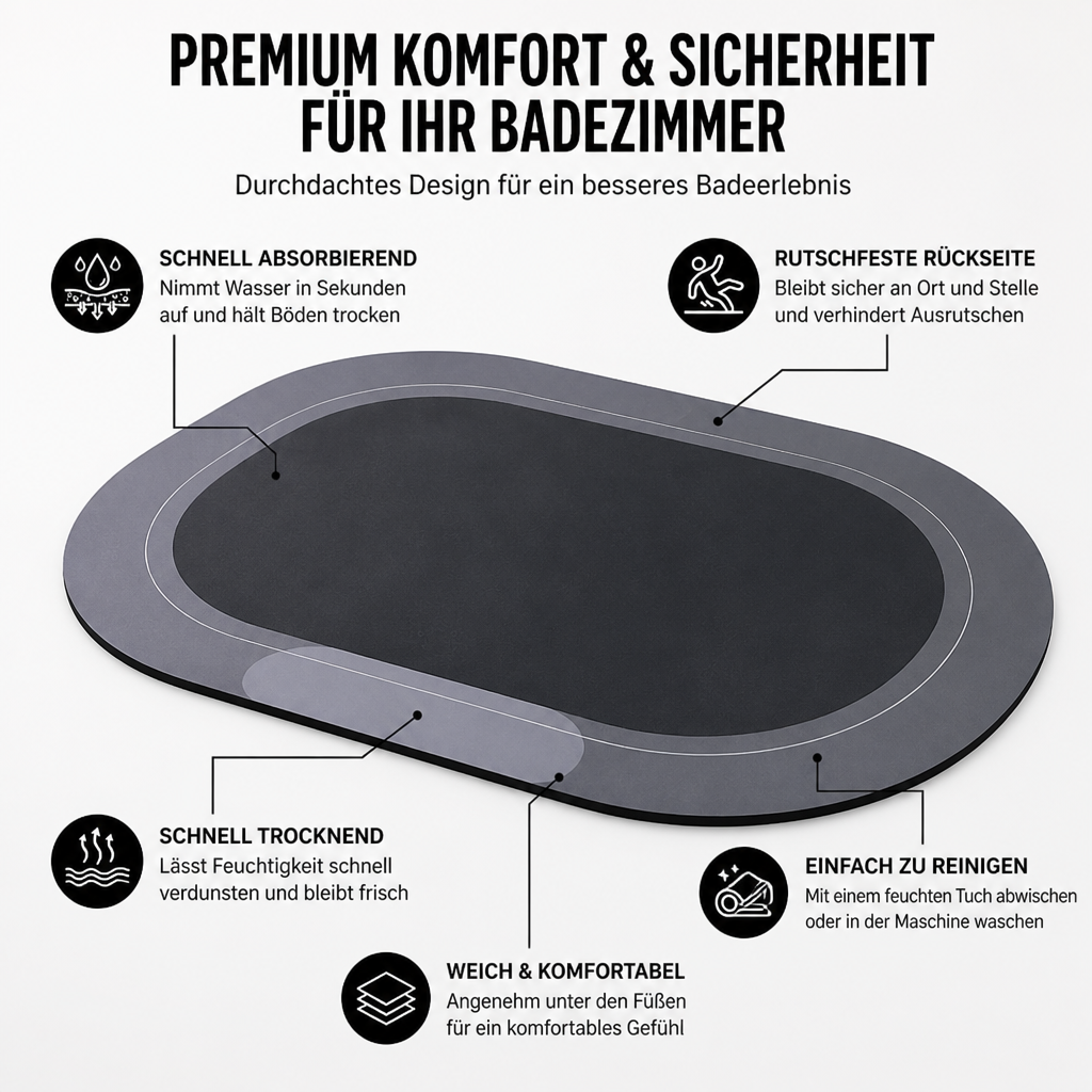 DrySure™ Quick-Dry Mat — Step Confidently Into a Safer, Fresher Bathroom Every Time