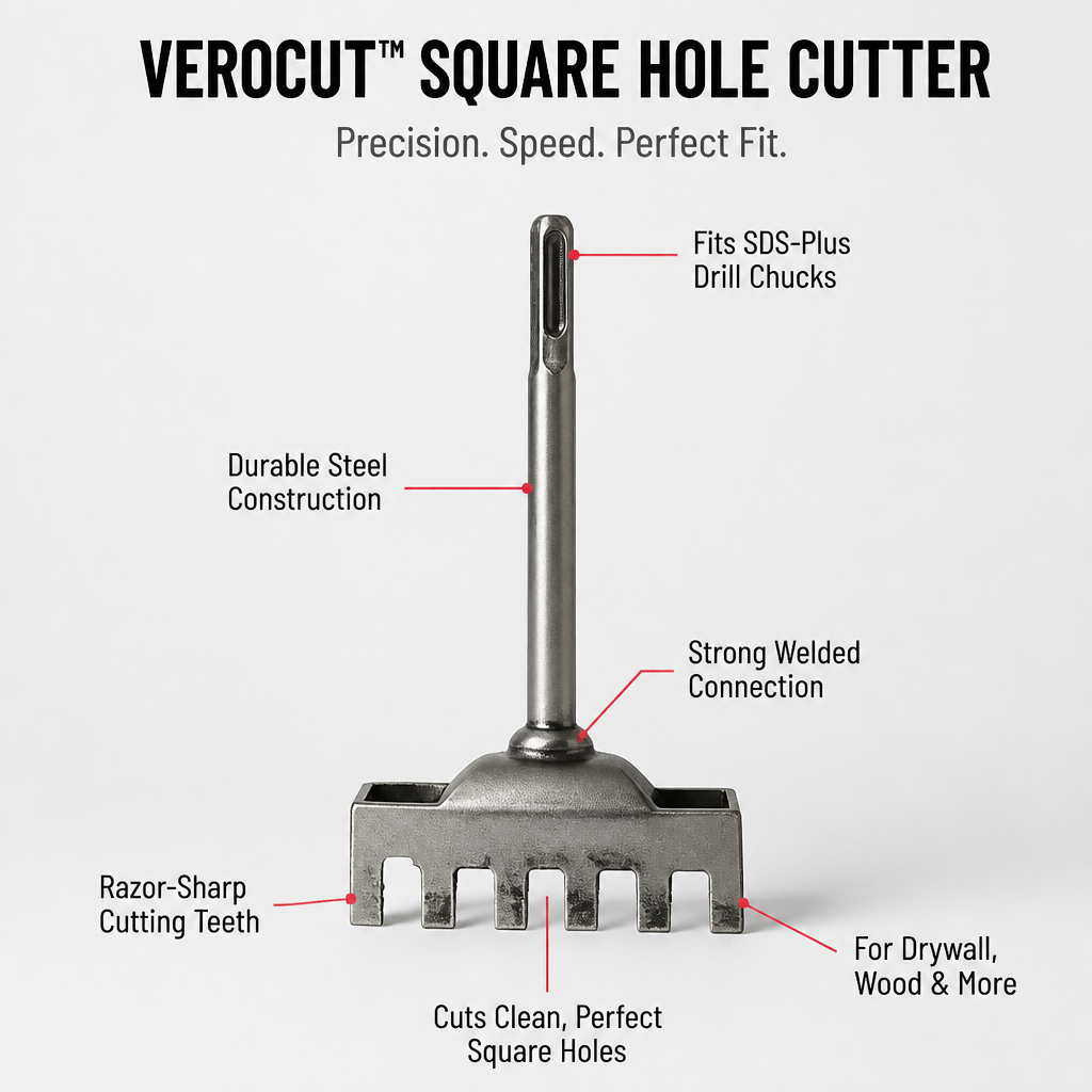 VeroCut™ Square Hole Cutter — Cut Perfect Squares Fast for Flawless, Stress-Free Installs Every Time
