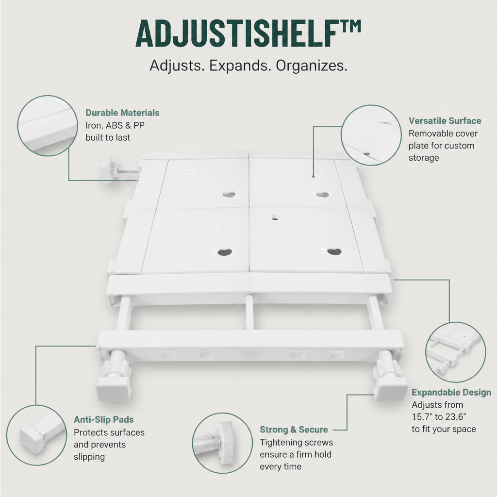 AdjustiShelf™ — Command Your Clutter with Effortless Strength and Perfect Fit