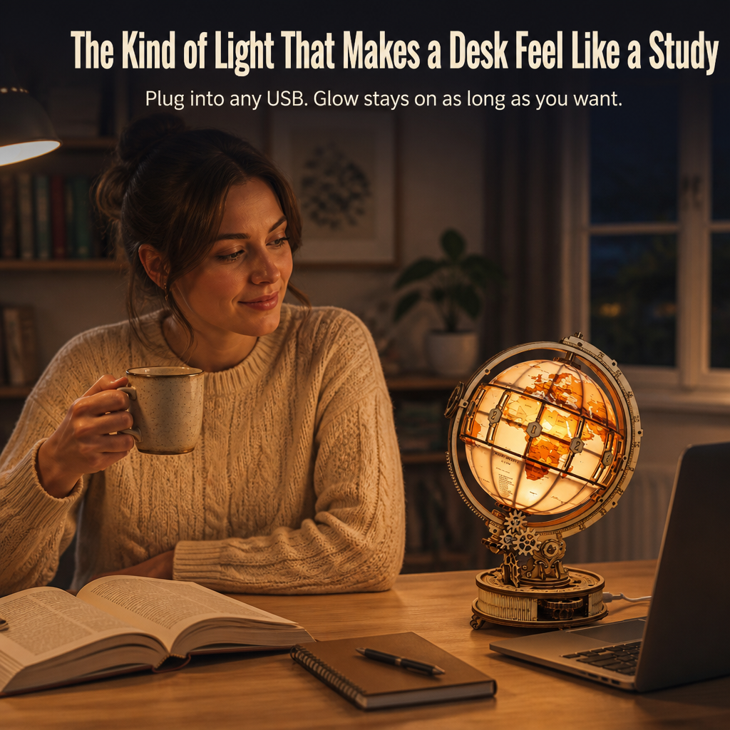 LumoraSphere™ — Click Together a Radiant Wooden Globe That Also Serves as Decor