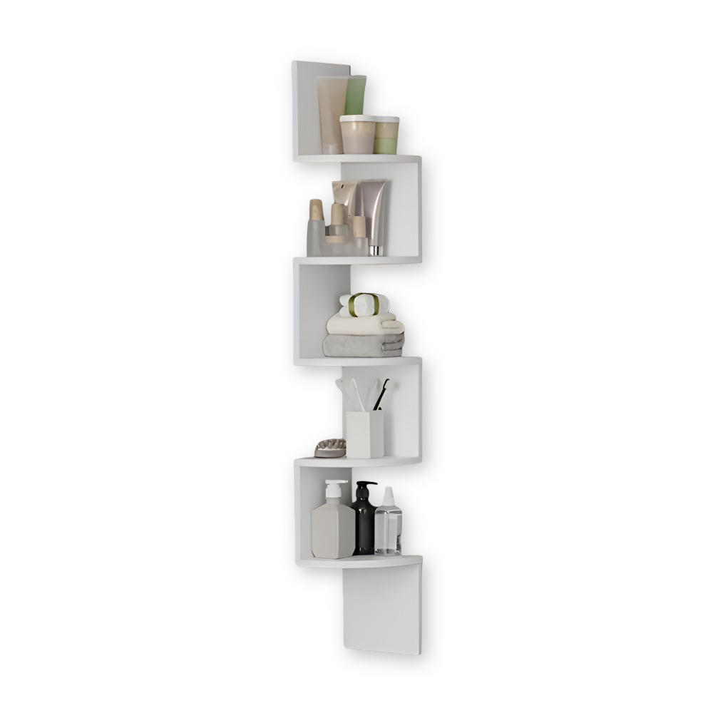 Corner Shelf 5 Tiers | Zigzag Design with Shelves | Space-Efficient Corner Placement | CornerZig