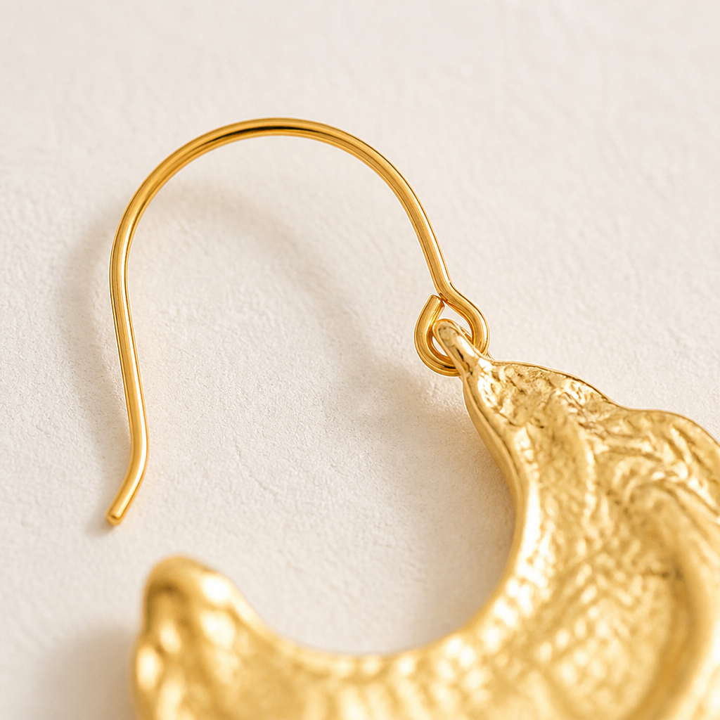 Selenia™ – Textured Gold Crescent Statement Hoop Earrings