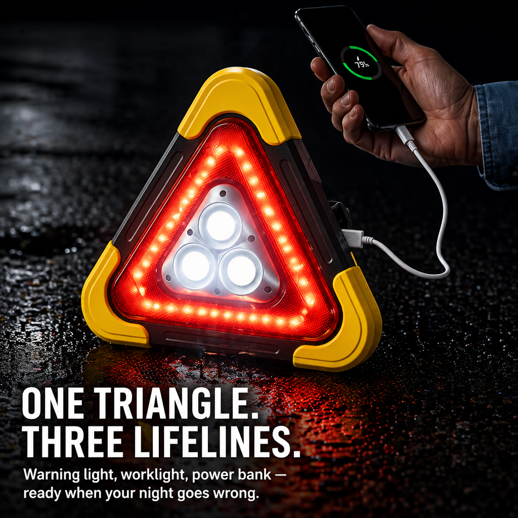 BlazeGuard™ — Illuminate the Night, Signal the Road & Power Your Phone