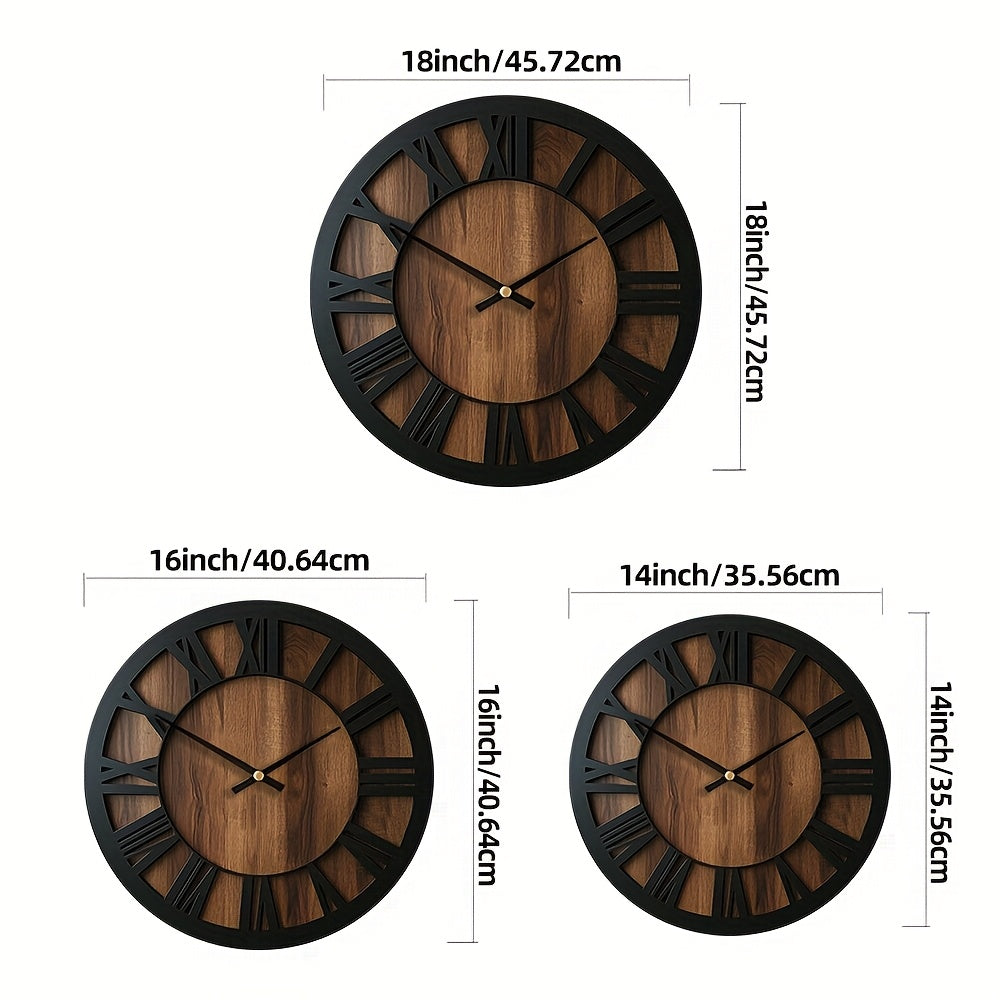 Elegant Silent Round Wood Clock for Timeless Home Decor
