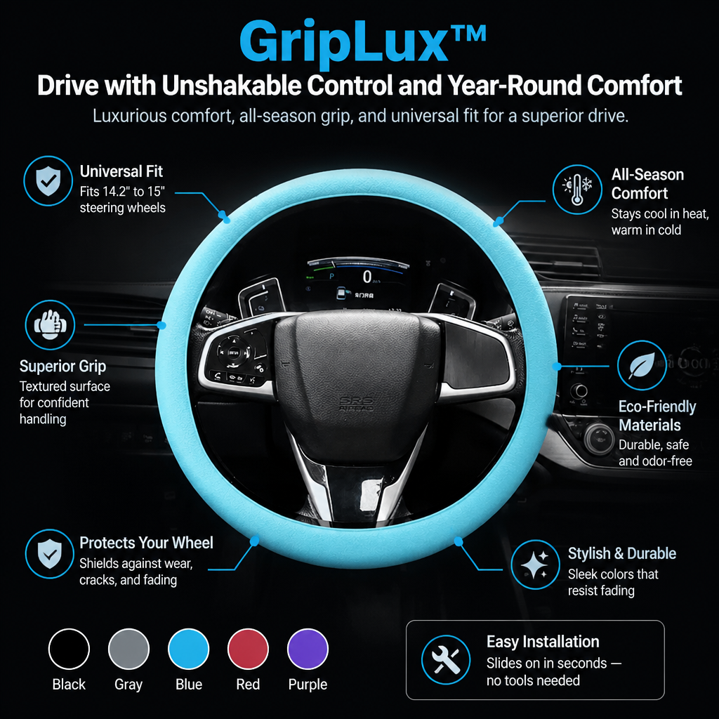 GripLux™ — Drive with Unshakable Control and Year-Round Comfort
