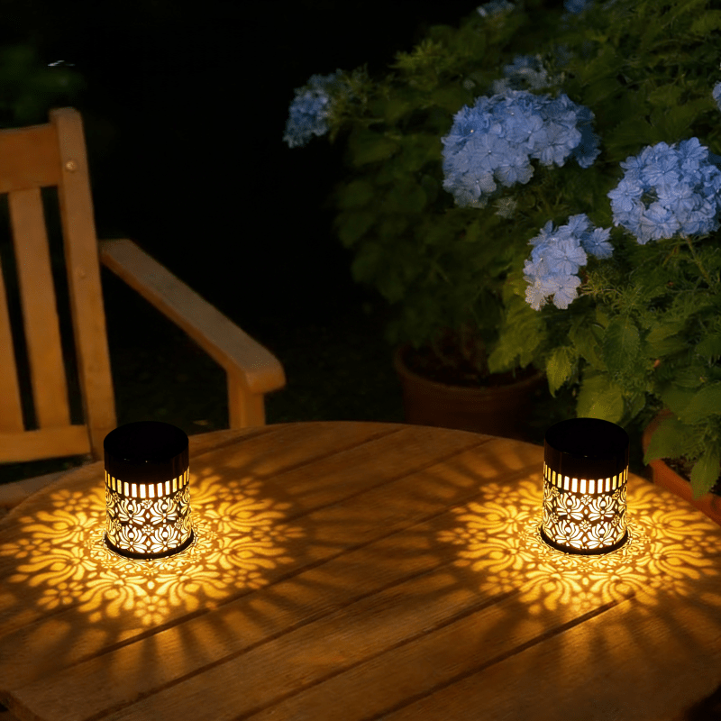 Solar Lotus Projection Table Lamp for Outdoor Use