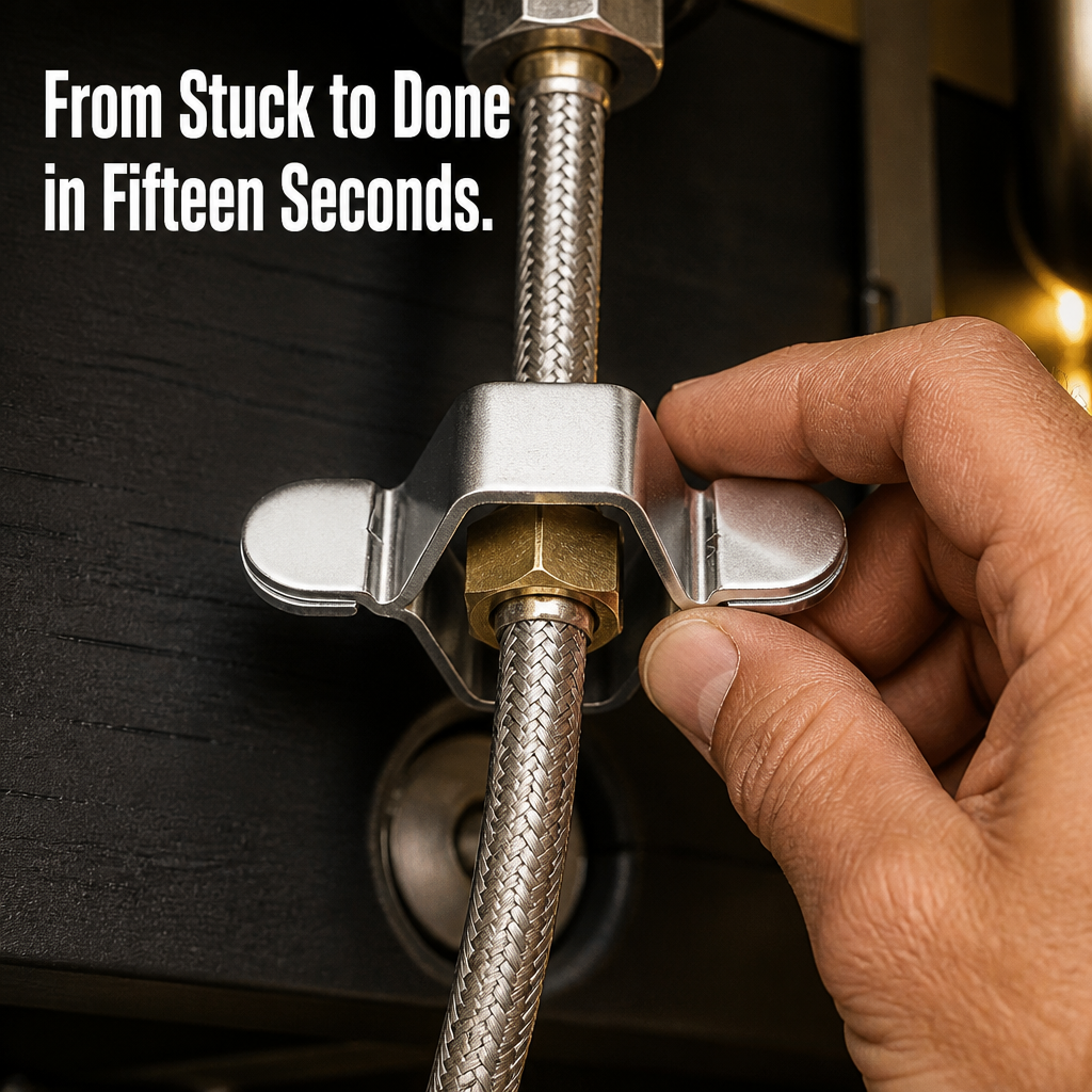 PowerGrip™ — Spin Around Supply Lines, Twist Off Stuck Faucet Nuts Quick