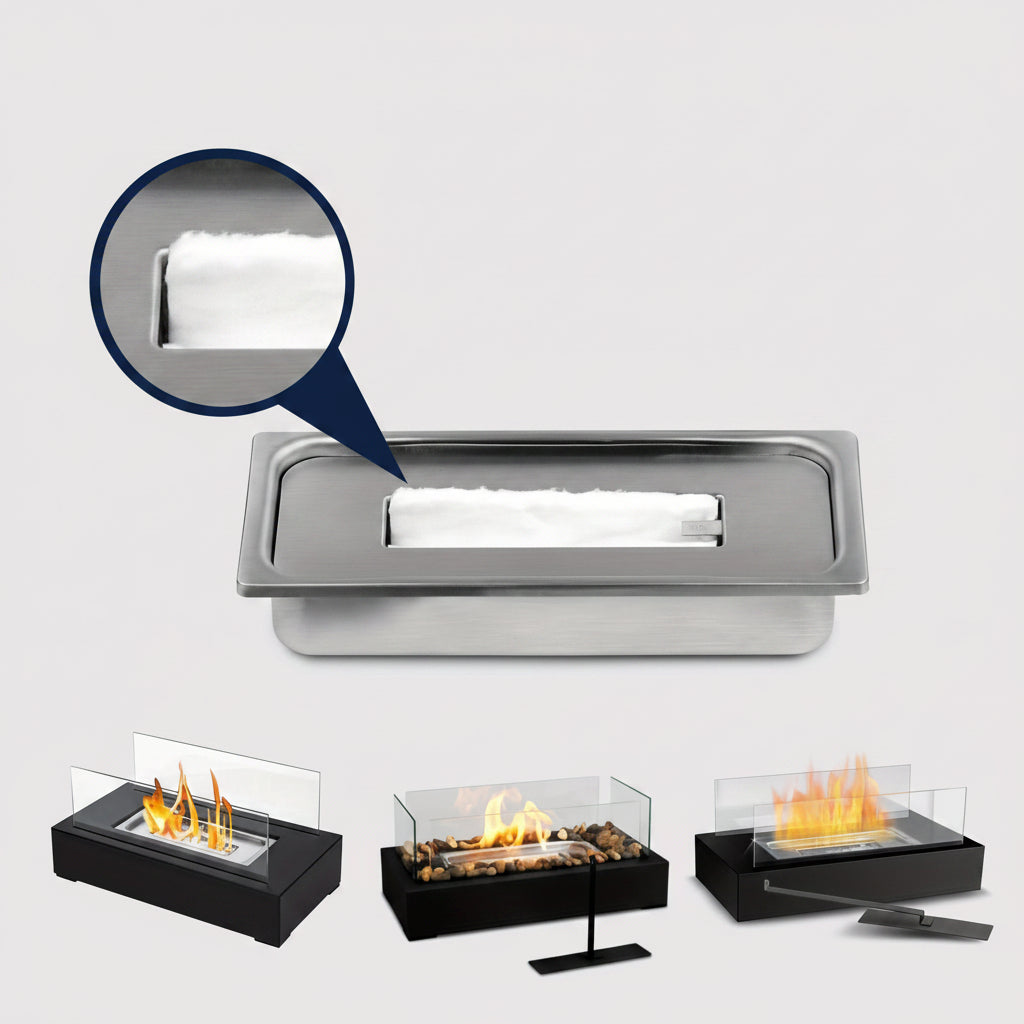 Stainless Steel Tabletop Fireplace – Alcohol Fire Feature for Cozy Atmosphere