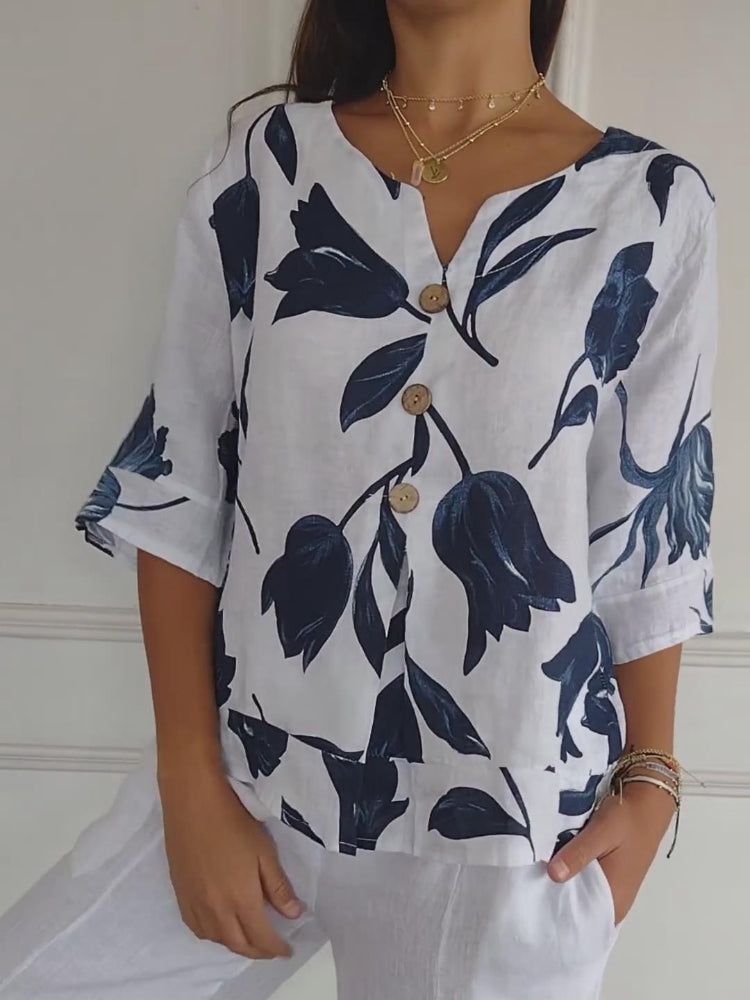 ZephyraLuxe™ Linen V-Neck Top — Remain Cool, Crisp, and Perfectly Poised All Day