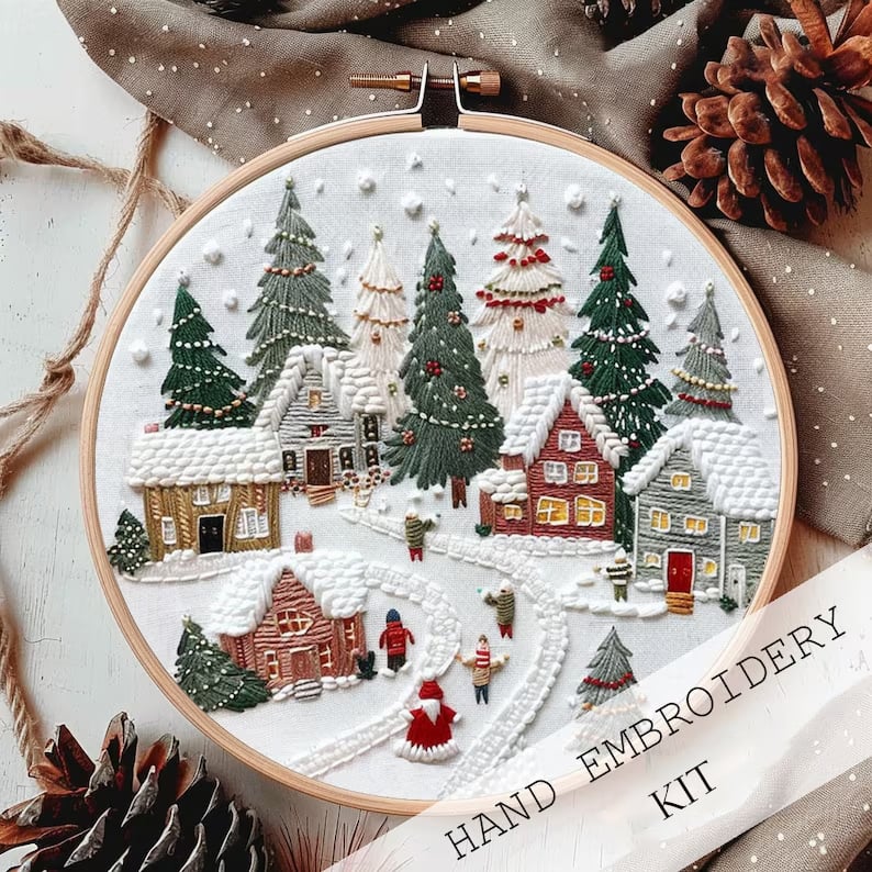 Winter Snowscape Embroidery Kit™ — Create Heartwarming Holiday Charm with Every Relaxing Stitch