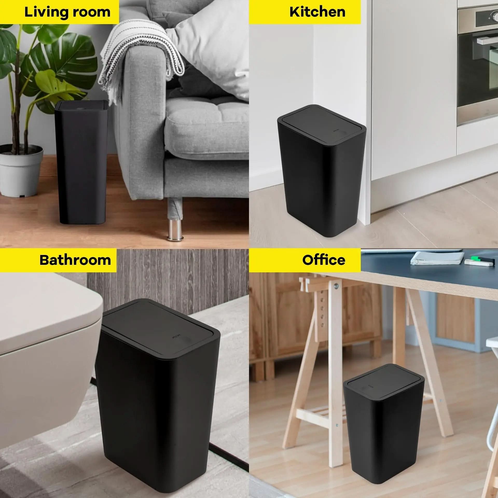 Slim 10L Trash Can with Press Top Lid