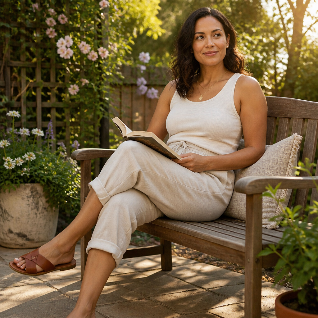 SenseLuxe™ – Airy Cotton-Linen Capri Pants Featuring Rolled Cuffs