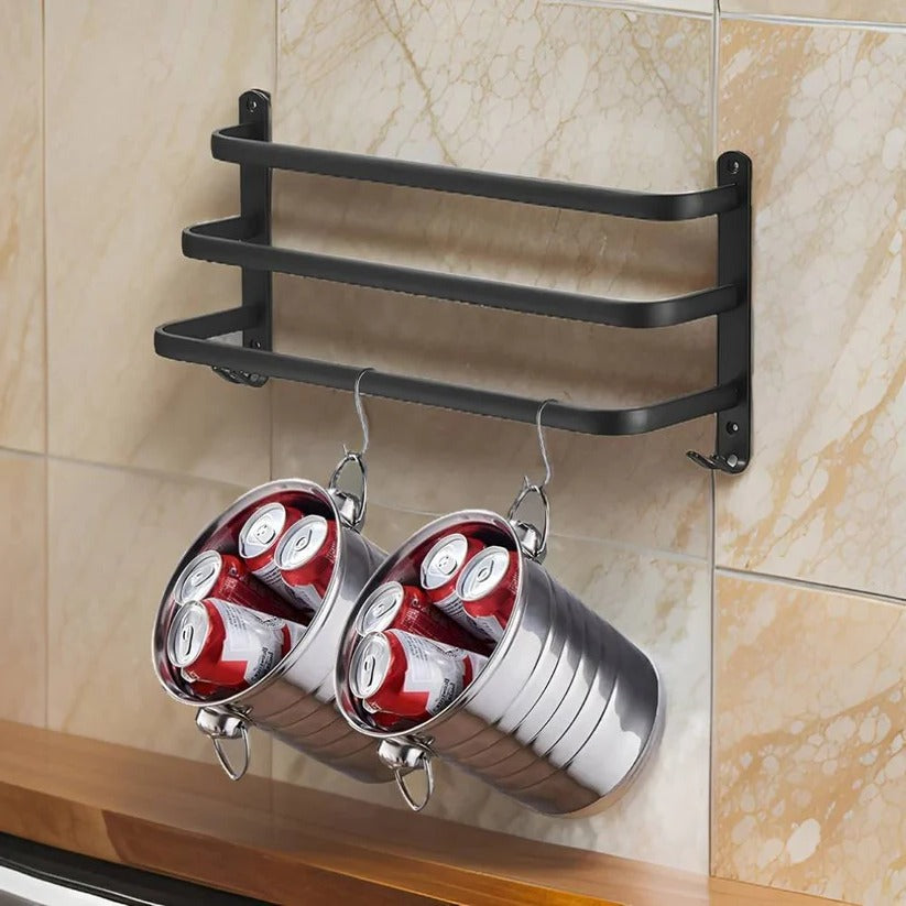 Vertical 2-3 Tier Bathroom Towel Organizer in Sleek Black