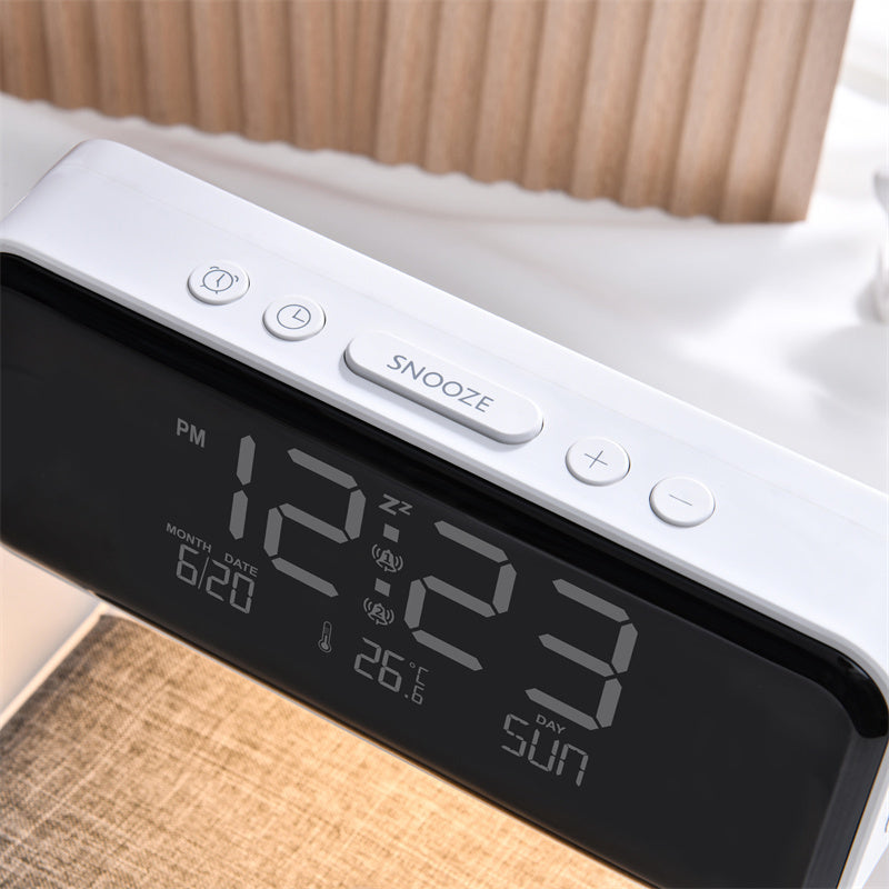 Versatile Nightstand Lamp with Wireless Charging & Clock