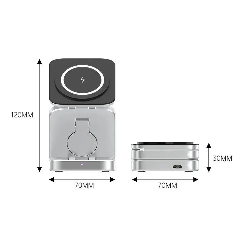 Foldable 3-in-1 Wireless Charger – 30W Desktop Charging Station