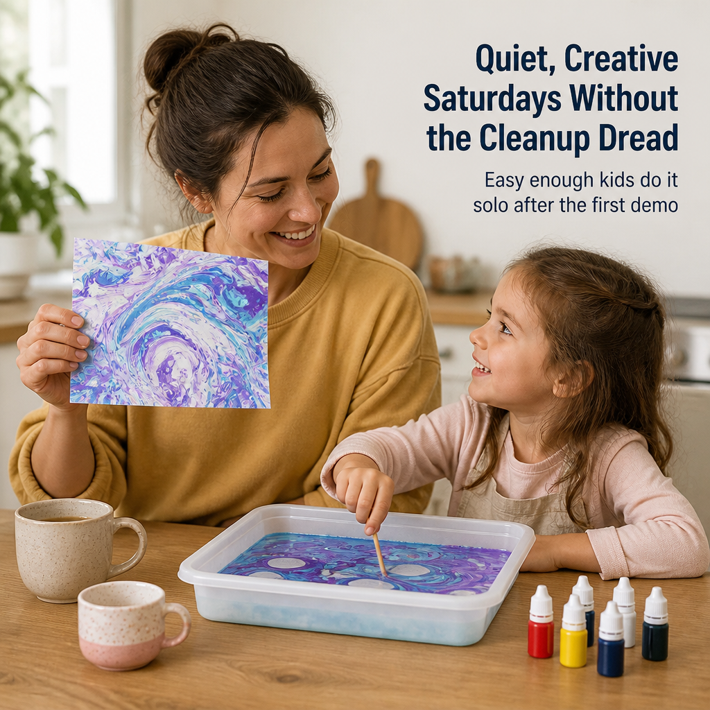 SplashMuse™ Marbling Paint Kit — Swirl, Lift & Display Genuine Marbled Prints Kids Create Themselves