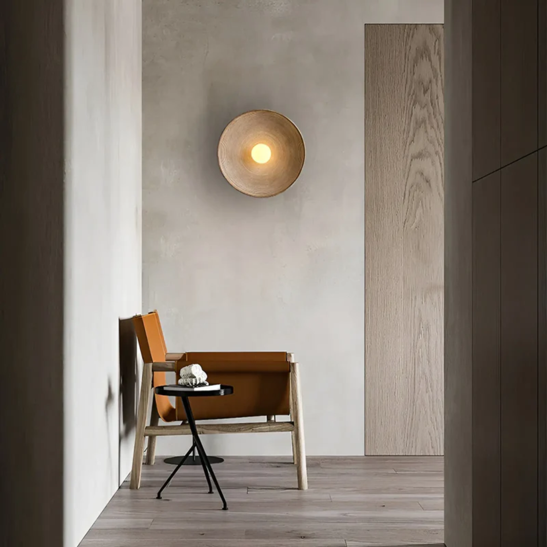 Round Wall Lamp Made from Glass & Resin – Wabi-Sabi Style, Tri-Color Palette