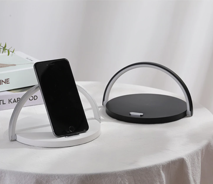 LED Nightstand Lamp Featuring Wireless Charging Pad