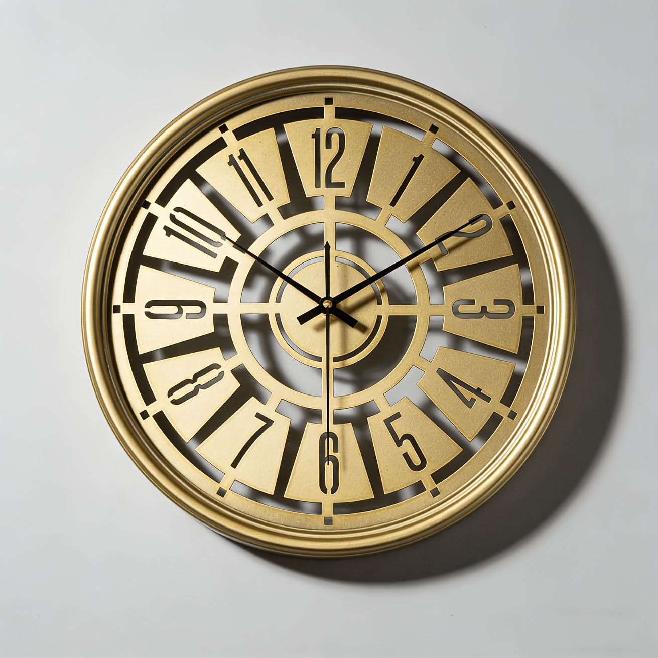 15.75-Inch Silent 3D Wall Clock with Iron Frame for Contemporary Decor