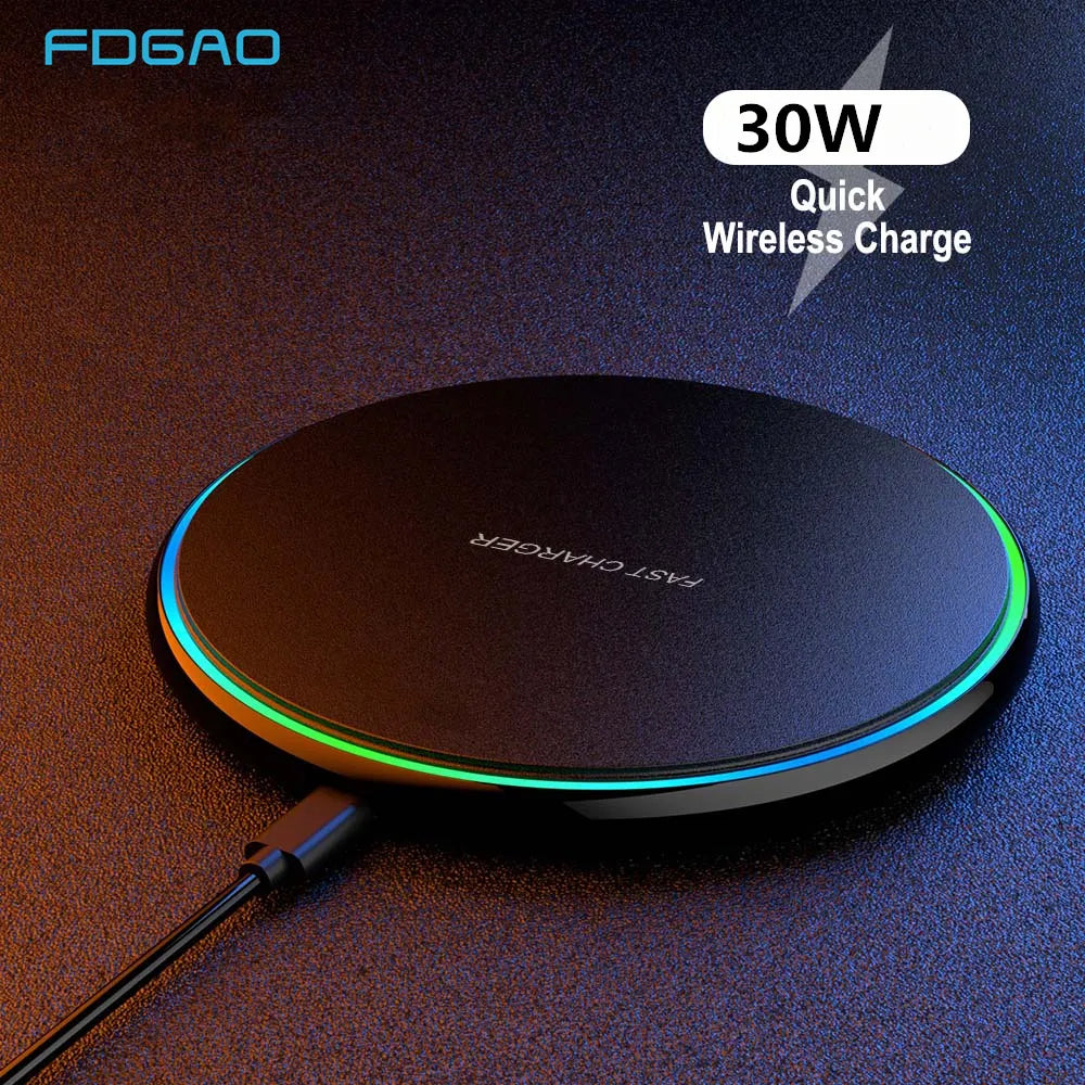 30W Rapid Wireless Charger with USB Type-C Connection