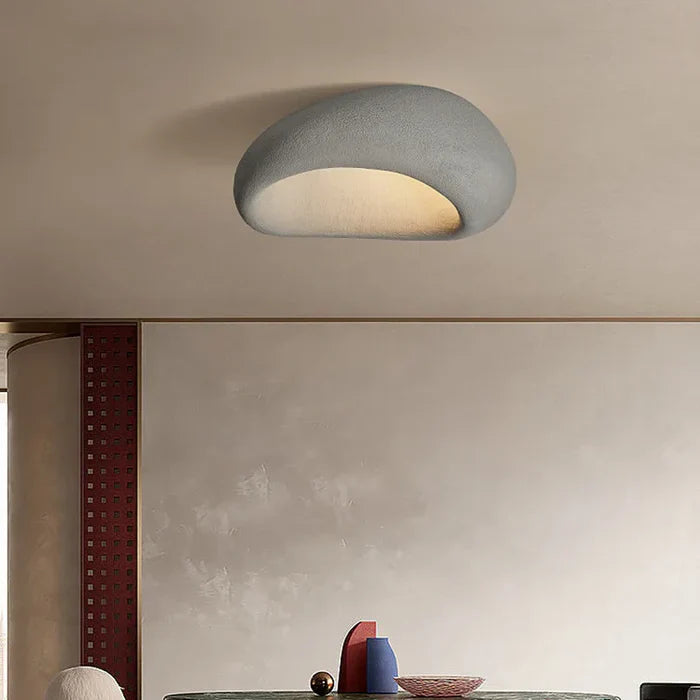 Wabi Sabi Ceiling Light – Soft Warm Radiance with Natural Stone Texture