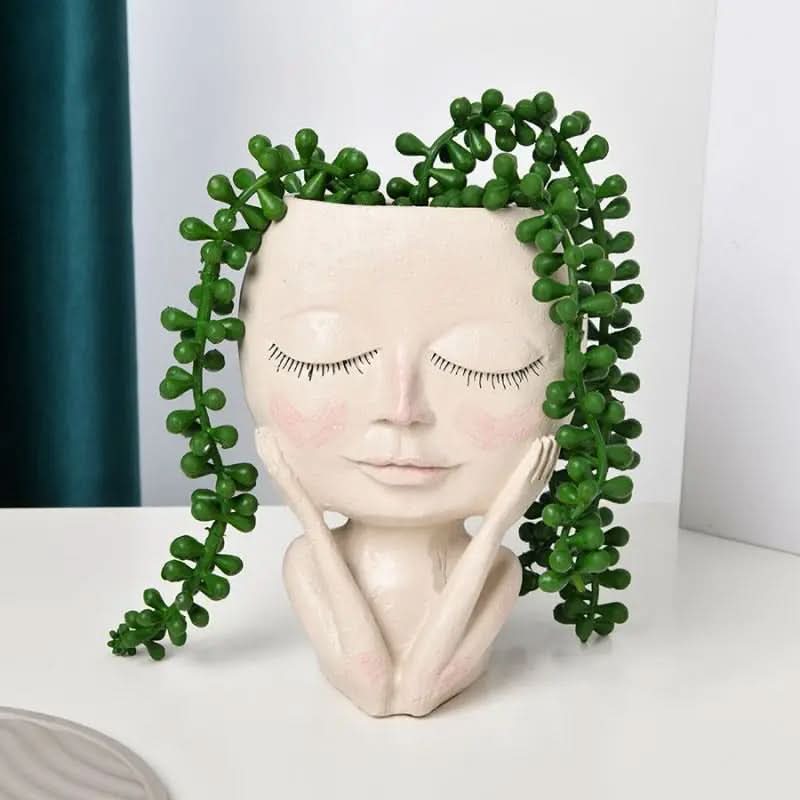 Artistic Floral Face Planter for Home Decor