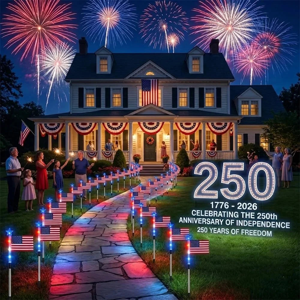 RadiantStar™ 8-Piece Flag Light Set — Ignite Your Patriotism with Effortless, All-Night Glory