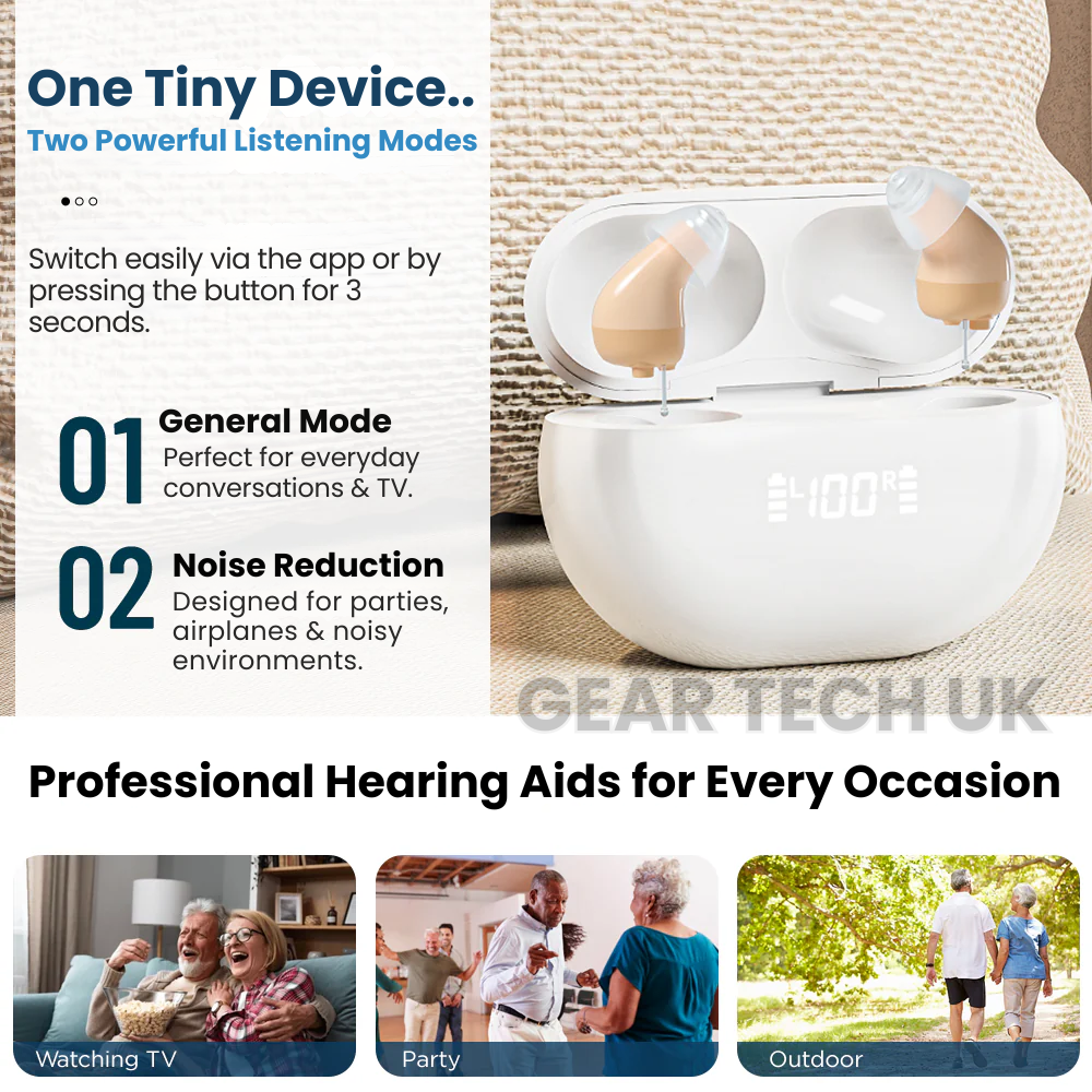 Smart Bluetooth Hearing Aids with App Control - No Prescription Needed