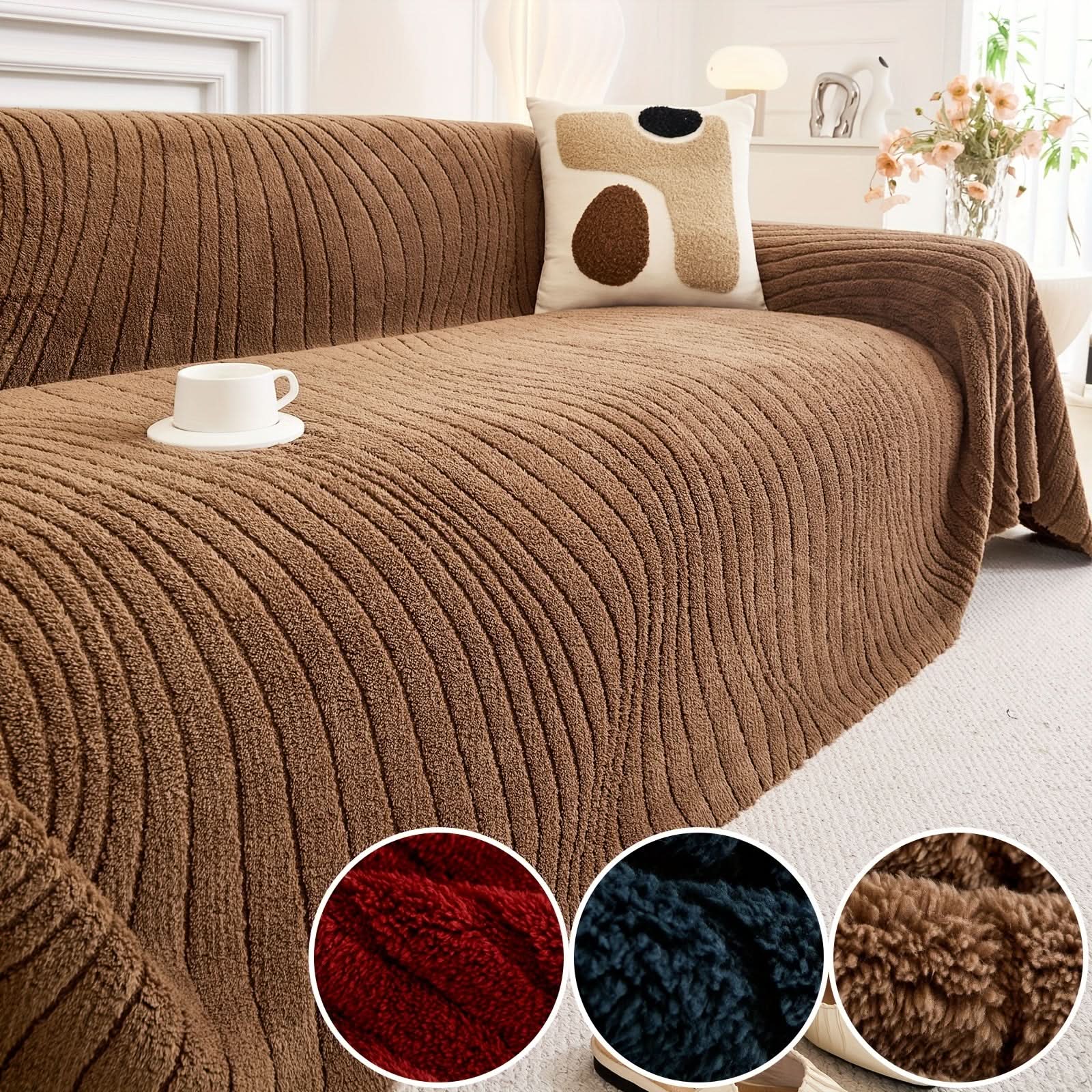 Reversible Plush Sofa Throw Blanket for Year-Round Use