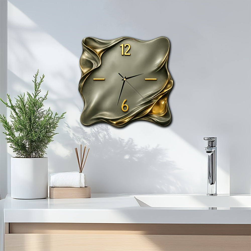 Timeless Wood Square Wall Clock with Luxe Gold Trim