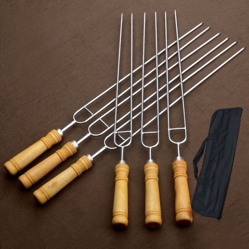 Set of 6 Stainless Steel Skewers for Barbecuing