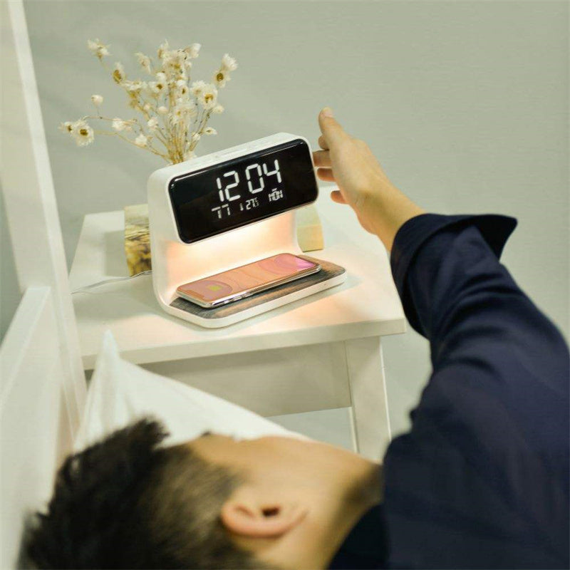 All-in-One Bedside Light with Wireless Charger & Alarm Clock