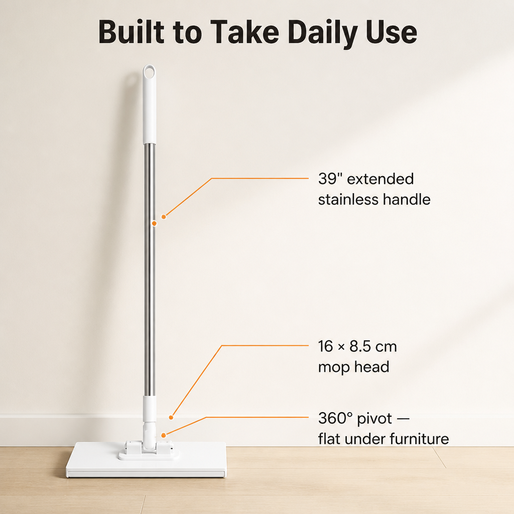 SwiftSweepPro™ — Clip to Any Fabric, Sweep Every Surface, Forget the Refill Lane Forever