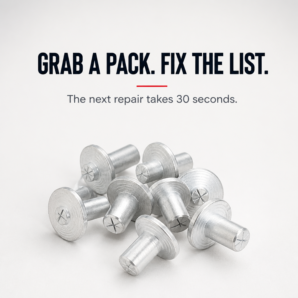 IronClench™ Hammer Rivets — One Tap Locks Repairs Tight, Fast, and Forever