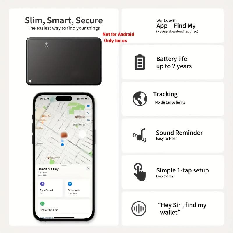 Smart Wallet Tracker Card – Slim Design for Easy Carry