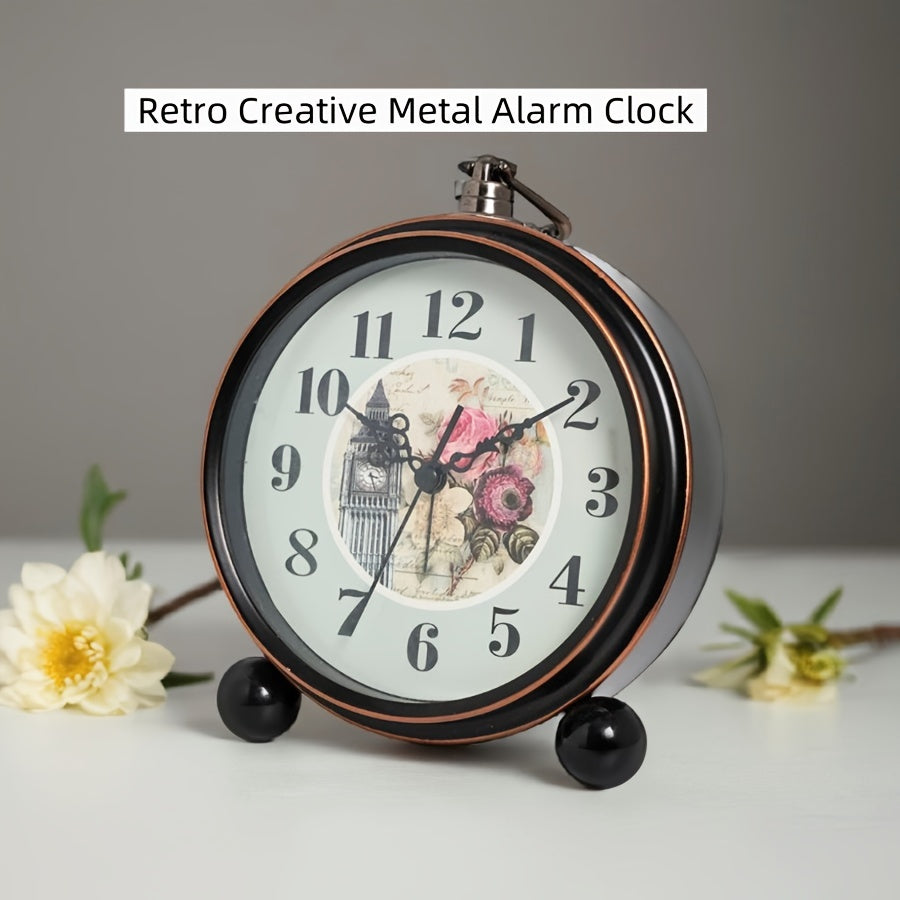 Classic European Metal Alarm Clock with Silent Operation