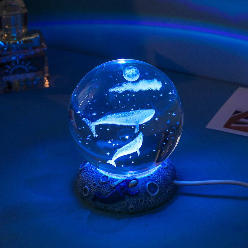 Starlight Crystal Sphere LED Lamp with Elegant Resin Base