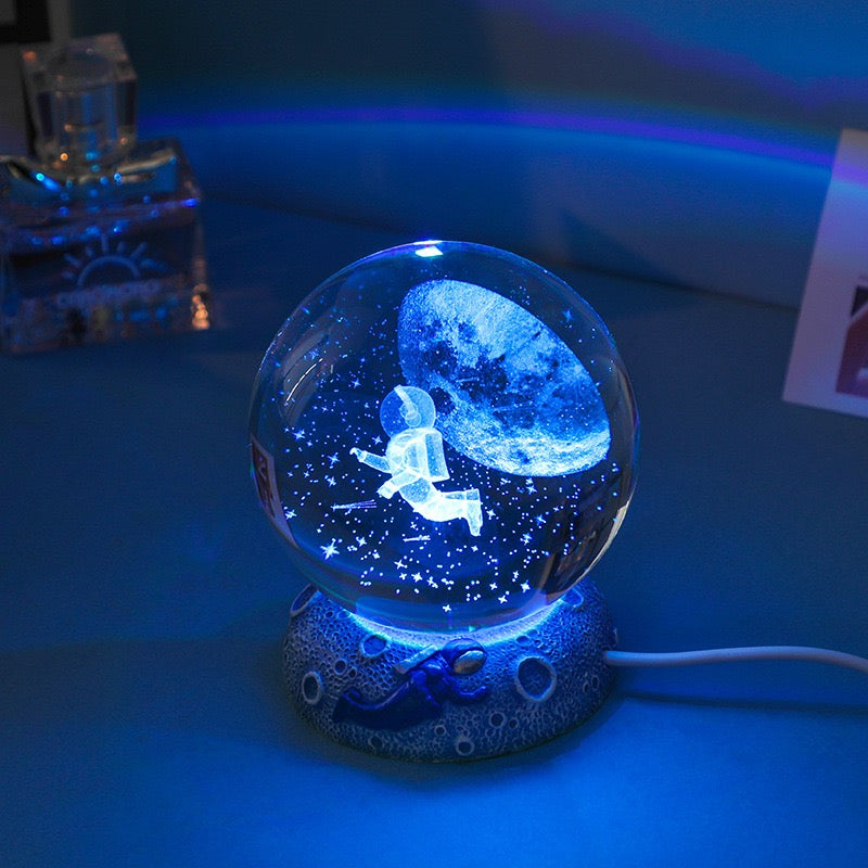 Starlight Crystal Sphere LED Lamp with Elegant Resin Base