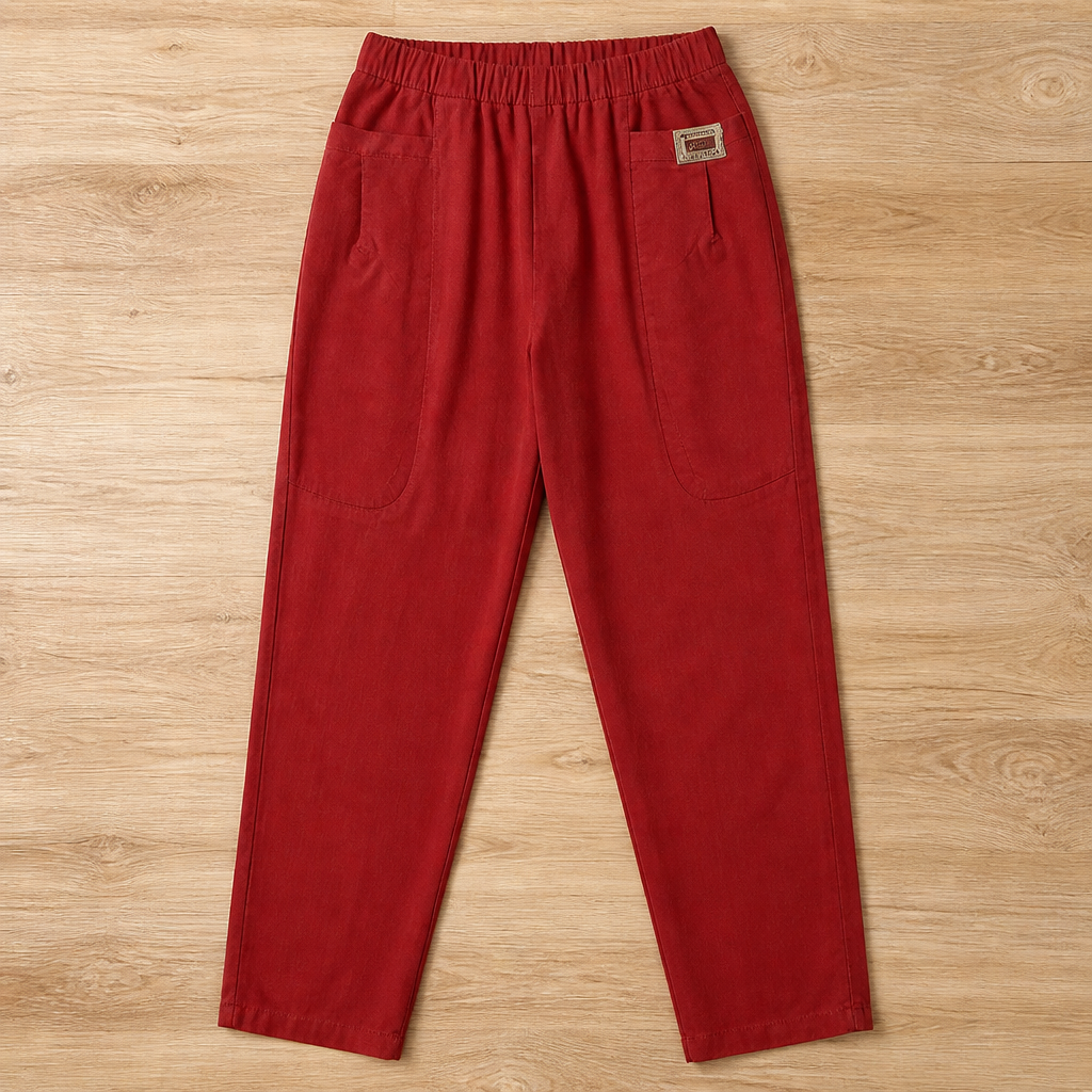 VeloraEase™ – Relaxed Tapered Cotton Pants with Elastic Comfort Waist