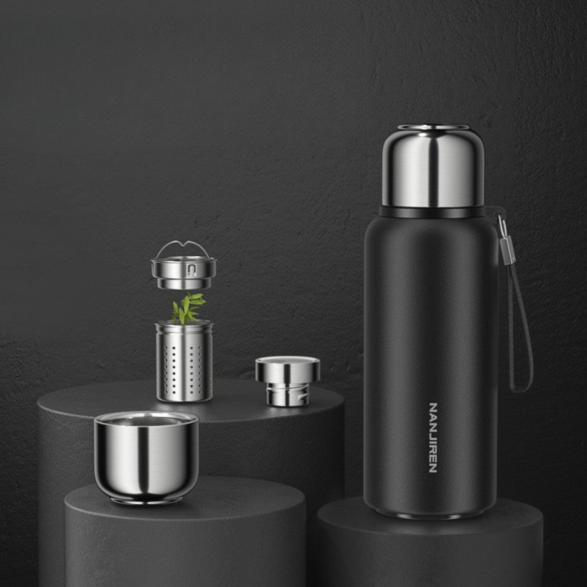 Premium Insulated Travel Flask with Tea Infuser, 1000-1500ml