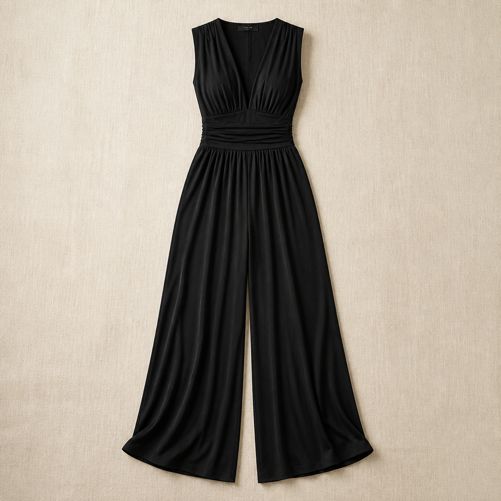 VeronaLuxe™ – Soft Ribbed Sleeveless Wide-Leg Jumpsuit