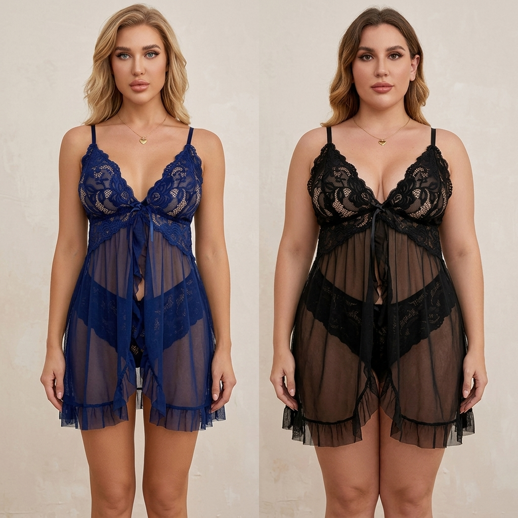VelariaDream™ Lace Nightgown Set — Unleash Your Inner Glow with Soft Elegance and All-Night Comfort