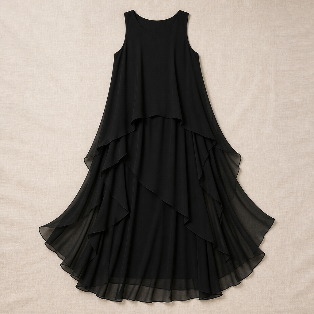 LioraMist™ – Flowy Layered Ruffle Chiffon Maxi Dress