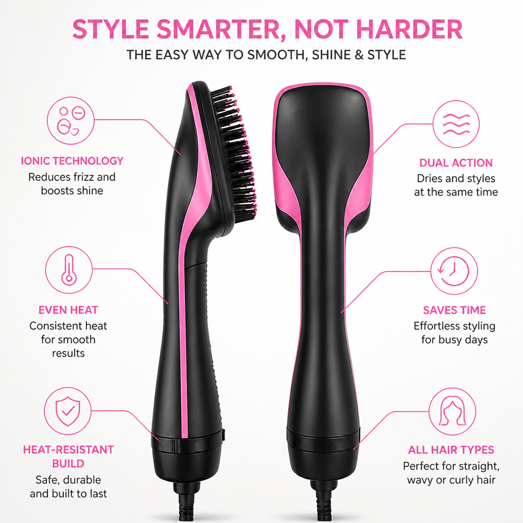 LuxeMist™ Ionic Styling Comb — Unleash Effortless Shine and Frizz-Free Confidence Every Day