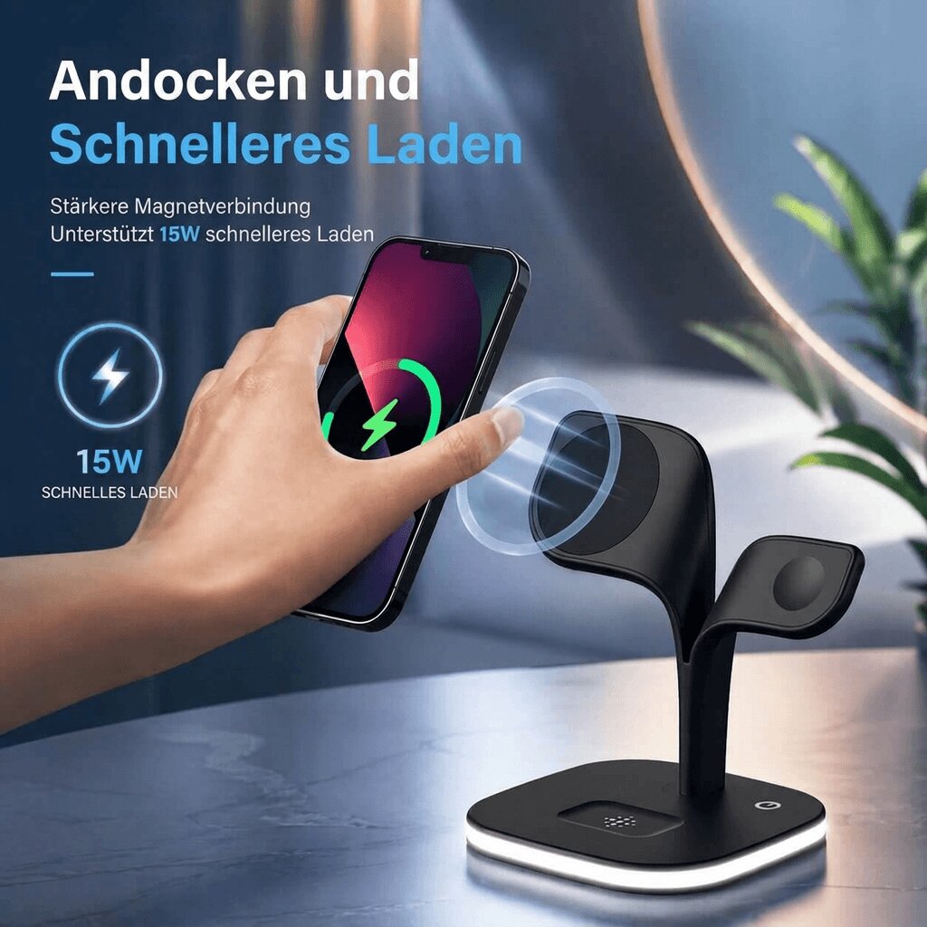 All-in-One Magnetic Charger for iPhone, Apple Watch & AirPods
