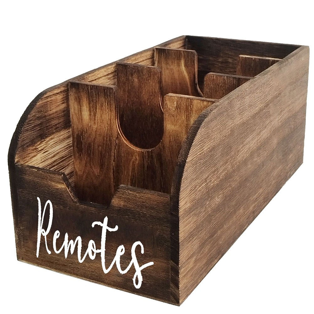 Clutter-Free Living: 4-Section Wooden Remote Control Holder