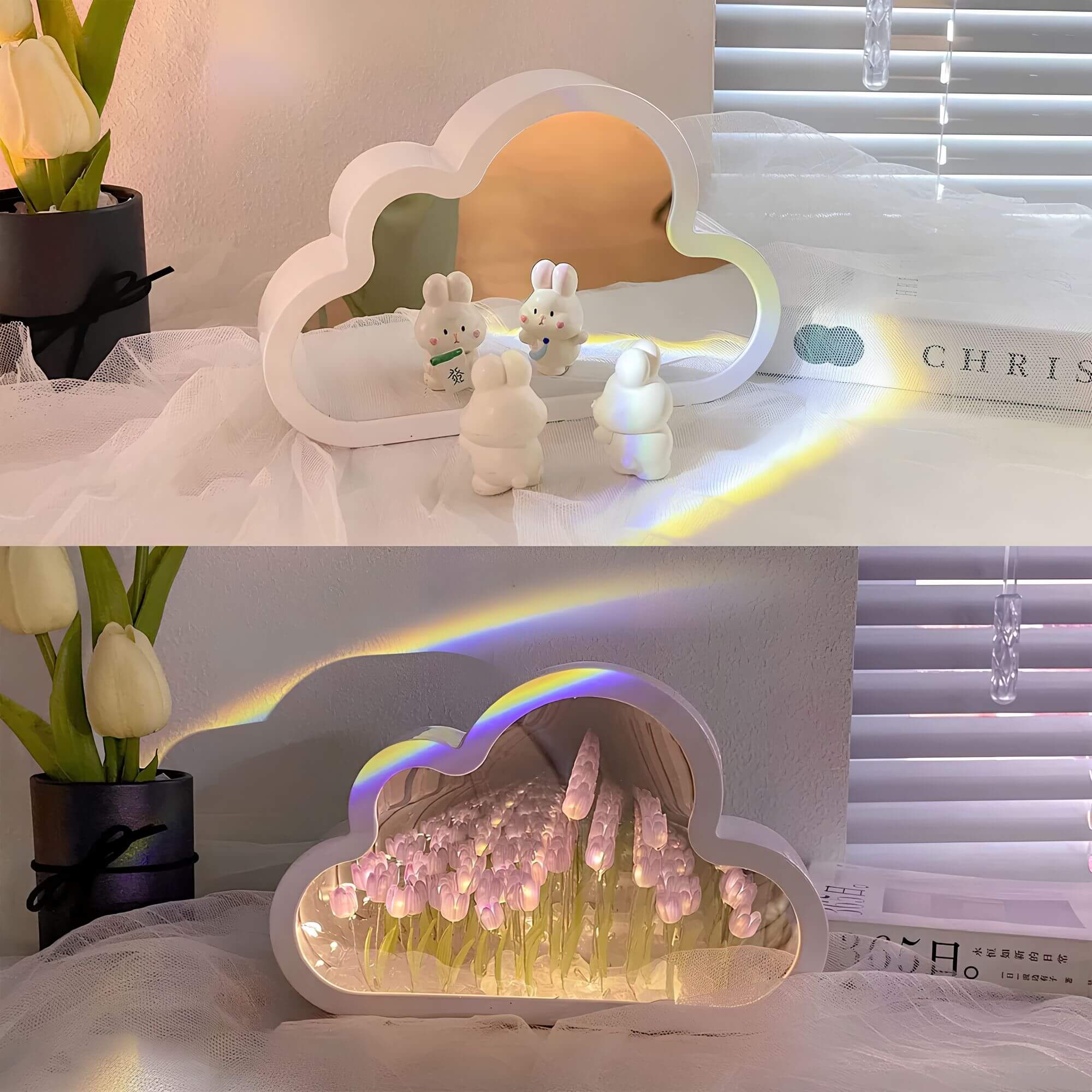 Eternal Cloud Mirror Tulips - LED Mirror Featuring Infinity Effect