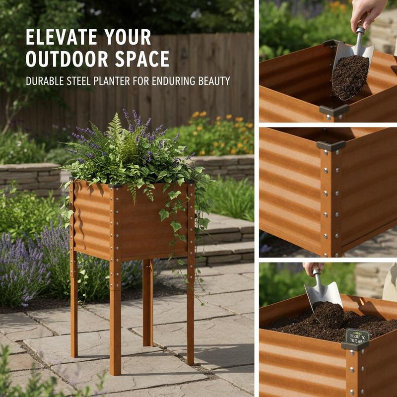 SturdySteel – Weather-Resistant Elevated Planter