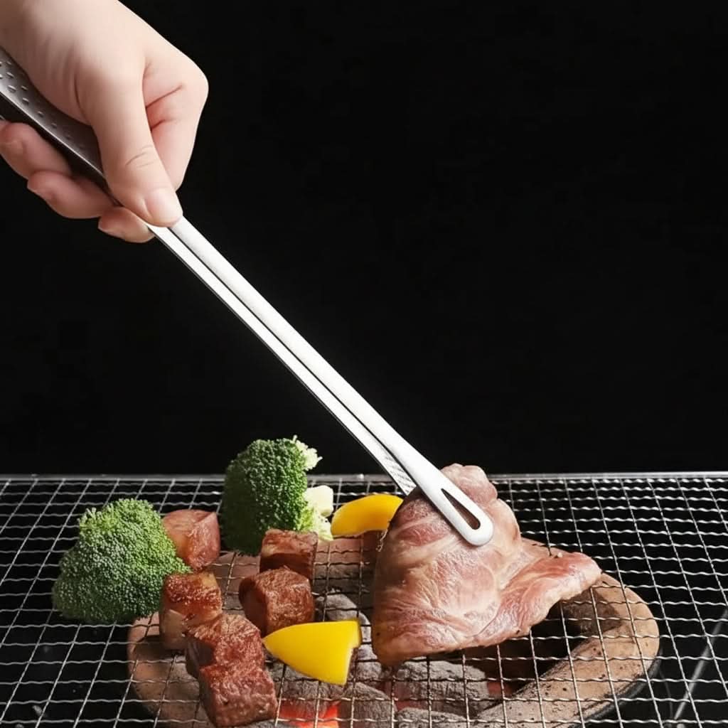Stainless Steel Grilling Tongs for Barbecue and Camping